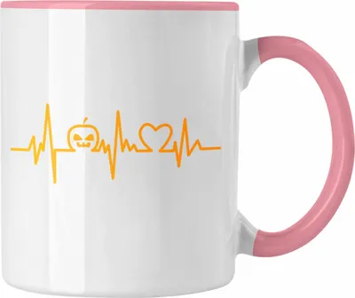 Produktbild von Trendation - Halloween Tasse Kürbis Dekoration Becher Herzschlag Kürbis (Rosa)