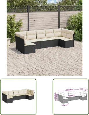 Produktbild von The Living Store 7-tlg. Garten-Sofagarnitur mit Kissen Schwarz Poly Rattan
