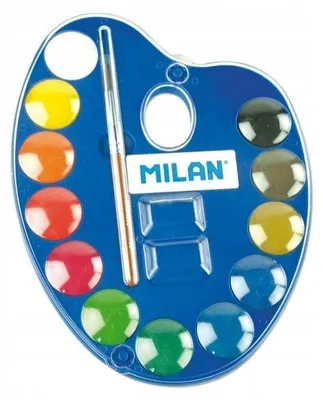 Produktbild von Milan Aquarellfarben 12 Näpfchen mit Pinsel für Kinder