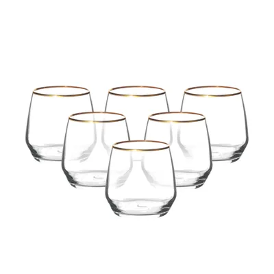 Produktbild von Drinkgläser 6er Set Glas Cocktailgläser Saftgläser RUBIN GOLD 370 ml