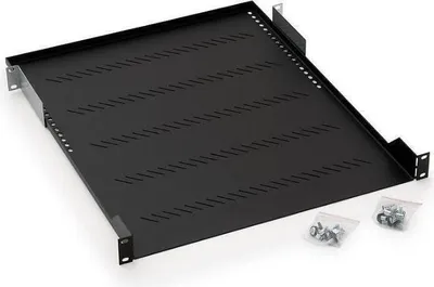 Produktbild von 19" Fachboden gelocht 1HE 950mm schwarz, belastbar bis 40kg