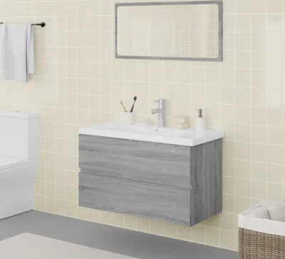 Imagen del producto de Conjunto de muebles de baño "The Living Store", color gris Sonoma, fabricado en material de madera
