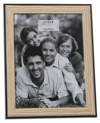 2er-Set Bilderrahmen 15x20 cm, MDF, Schwarz/Natur, 19x24x1,5 cm