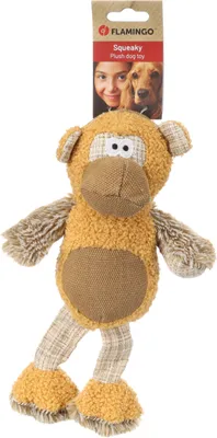 Image de Flamingo, jouet pour chien, singe en peluche, couleur jaune, dimensions : 20 x 9,5 x 33 cm