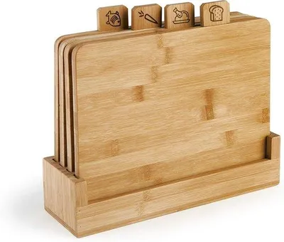 Productafbeelding van Snijplanken met standaard bamboehout 28 x 25 cm 4 stuks - Ecoliving