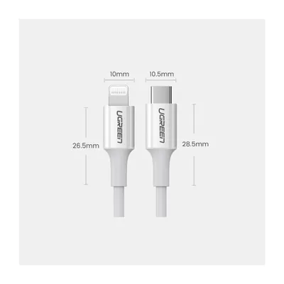 Obrázok produktu pre Ugreen 10493, 1 m, USB C, USB C/Lightning, Samica, Samec, Biela