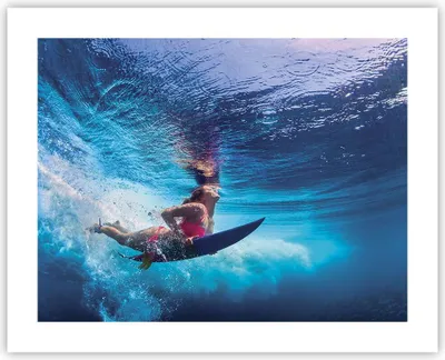 Produktbild von Poster - Poster ohne Rahmen - Surfen Frau Unterwasser - 50x40 cm - Wand Bild - Wanddeko - Wandbilder - Kunstposter - Wandposter - Bilder - Kunstdruck - Wanddekoration - Wandbild - P2XAA50x40-4274