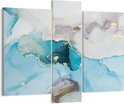 Produktbild von Bild auf Leinwand - Leinwandbild - 3 Teile - Marmor Modern Blau - 95x80cm - Wand Bild - Wanddeko - Wandbilder - Leinwanddruck - Bilder - Wanddekoration - Leinwand bilder - Wandbild - CB95x80-4792