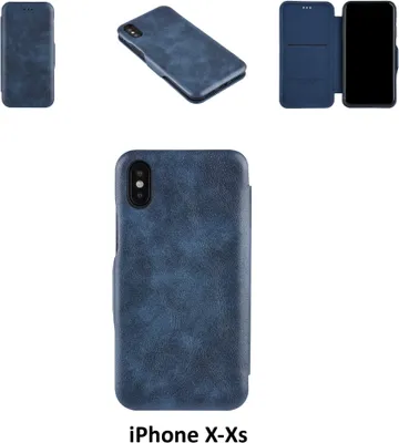 Image de Apple iPhone X;iPhone Xs Etui de type livre bleu pour iPhone X;iPhone Xs Fermeture magnétique