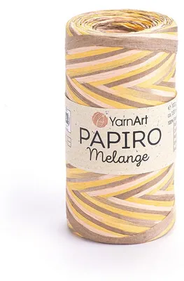 Produktbild von YarnArt Papiro Melange 2308 Papierbast-Raffia Garn 100g/130m Beige-Gelb, robust & leicht