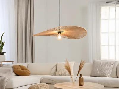 Produktbild von Große ausgefallene LED Boho Pendelleuchte Papierlampen für übern Esstisch, Ø78cm