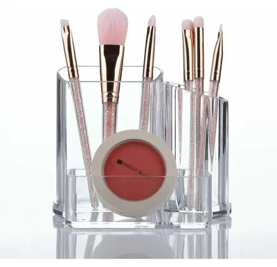 Produktbild von Make-up-Organizer, Pinselhalter, 3-teiliger Acryl-Kosmetik-Aufbewahrungskoffer für Zuhause, Büro, Badezimmer,