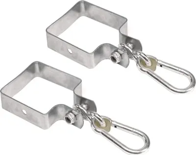 Produktbild von TRIBECCO® 2er-Set Schwenkbefestigung mit Vierkantbügel für 90x90 mm Vierkantstange Karabiner mit Nylonlager