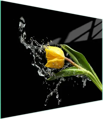 Produktbild von Schneidebrett aus gehärtetem Glas mit Tulpenmotiv, 52x30 cm, rutschfest