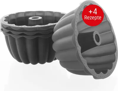 Produktbild von Coolinato Silikon Dessert Backformen Set 4tlg. GRAU, inkl. Rezepte