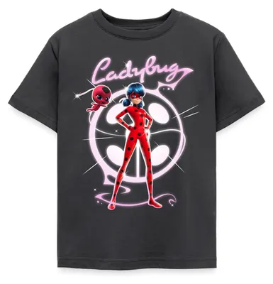 Produktbild von Spreadshirt Miraculous Ladybug Mit Tikki Kinder T-Shirt, 122/128 (7-8 Jahre), Dunkelgrau