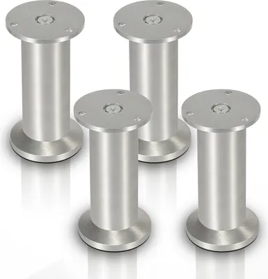 Produktbild von SWANEW 4x Möbelfuß Möbelfüsse Aluminium Fuss Durchmesser 40 mm Höhe 180mm Schwarz Höhenverstellbar