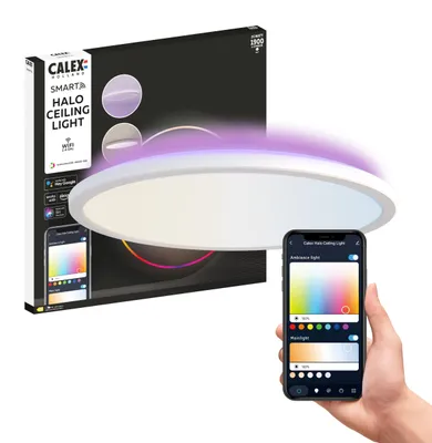 Produktbild von Calex Halo Smart Deckenleuchte, 40cm, RGB & Warmweiß, WiFi, dimmbar, Weiß