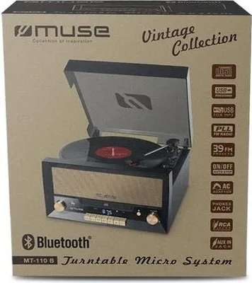 Zdjęcie produktu dla Muse MT-110B, Gramofon z napędem bezpośrednim, Czarny, Brązowy, Drewno, 33,45,78 RPM, obrotowy, CD, CD-R, CD-RW