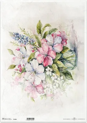 Immagine prodotto di Carta di riso per decoupage carta artigianale per decoupage A3 ITD-1296L Bouquet di fiori in un vaso