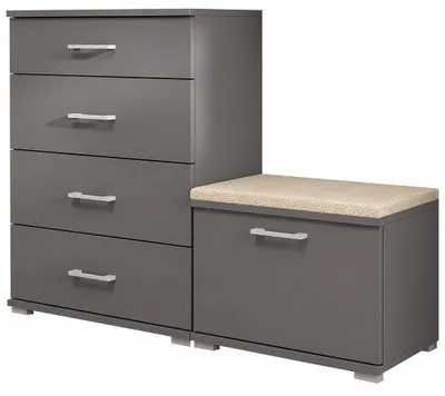 Produktbild von Schuhschrank Set mit Sitzbank Grau, 85x110x35 cm, Garderobe