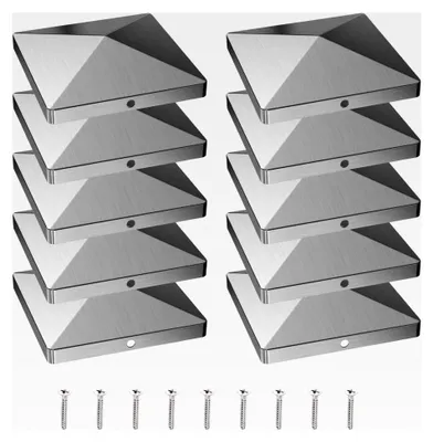 Produktbild von Pfostenkappen 10x10 cm, 10 Stück Edelstahl 304, Pfostenabdeckung für Zaun- und Holzpfosten, Pyramidenform, inkl. Edelstahl-Schrauben