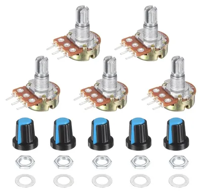 5x WH148 20K Potentiometer, lineare Taper, für Audio, mit Knöpfen