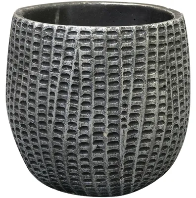 Produktbild von Ter Steege Blumentopf - Schwarz/Metall-Look - 15x13 cm - Zement