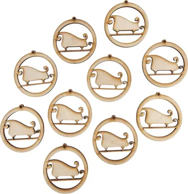 Immagine prodotto di Ciondolo ornamentale in legno 6 cm - Slitta di Babbo Natale - 10 pezzi