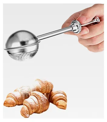 Produktbild von Mehl-Staubwedel aus Edelstahl, Einhand-Mehlsieb zum Backen, Puderzuckerstreuer für Kuchen und Gewürze