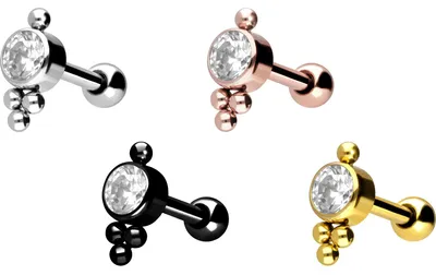 Produktbild von Ohrpiercing Chirurgenstahl Ohrpiercing KRISTALL + 4 KUGELN
