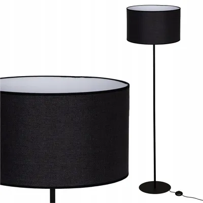 Produktbild von Cerlux Stehleuchte stabil schwarz 140 cm mit Leinenschirm