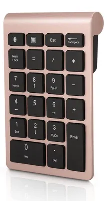 Image de Pavé numérique Bluetooth Pavé numérique - 22 touches - Bluetooth 5.0 - Mini clavier numérique portable - Or rose