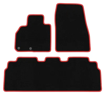 Produktbild von Fußmatten Automatten Velours Schwarz/Rot für Renault Espace 2015- Set 3-tlg