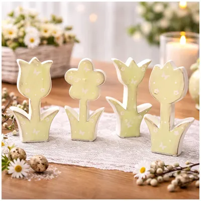 Produktbild von Frühlingsblumen 4 er Set aus Keramik 15 cm