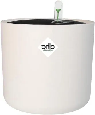 Produktbild von Runde Blümpotte mit Selbstwasserung, 100% recycelt, 22,3 cm, Weiß