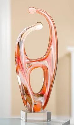 Immagine prodotto di Gilde Glasart scultura "Insieme "astratta soffiata a bocca, su base, arancione/rosso Lunghezza 8 cm Larghezza 14 cm Altezza 36 cm 39172