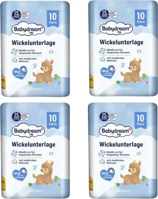 Produktbild von Babydream Wickelunterlage (4x10 Stück) große Fläche für bequemes Wickeln