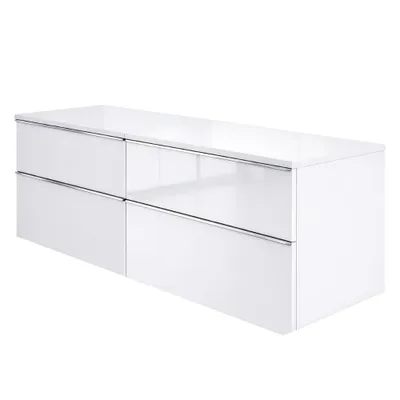 Produktbild von Waschbeckenunterschrank ONE 4 große Schubladen Weiß Hochglanz 120x50x46 hängend Badmöbel Badezimmer Badezimmermöbel
