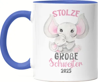 Produktbild von Stolze Große Schwester 2025 Tasse Blau Elefanten Liebe Familie Schwestern Zusammenhalt Geschwister Sis Geborgenheit