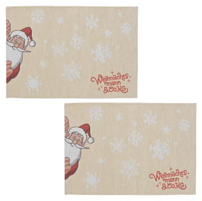 Produktbild von Weihnachtsmann & Co. KG 2er Set Tischset, Platzdeckchen, Platzmatten aus der Serie Weihnachtsmann und Co. KG aus Textil, Lieferumfang: 2 Stück, Maße eines Platzdeckchens: L/B/H 48 x 33 x 0,2 cm.