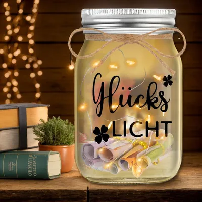 Productafbeelding van LED-fleslampje met een positieve boodschap, ideaal voor geldcadeaus en speciale gelegenheden