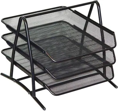 Produktbild von Büro Organizer mit 3 Schubladen – A4 Dokumentenablage – Stabil & Rostbeständig – Schwarz Mesh Design