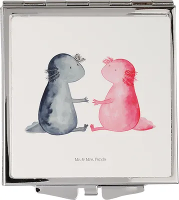 Produktbild von Mr. & Mrs. Panda Kleiner Spiegel Axolotl Liebe - Weiß - Geschenk, Schminkspiegel, Frauen, Taschenspiegel, Handspiegel, Kosmetikspiegel, Schwanzlurch, Lurch