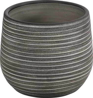 Produktbild von Dehner Übertopf Klara, handgefertigt, Ø 23 cm, Höhe 23 cm, Keramik, dunkelgrau