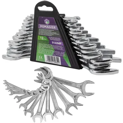 Obrázok produktu pre Sada kľúčov POMAGIER s otvorenou hlavou, 12 kusov (Veľkosti: 6 x 7, 8 x 9, 10 x 11, 12 x 13, 14 x 15, 16 x 17, 18 x 19, 20 x 22, 21 x 23, 24 x 27, 25 x 28, 30 x 32 mm)