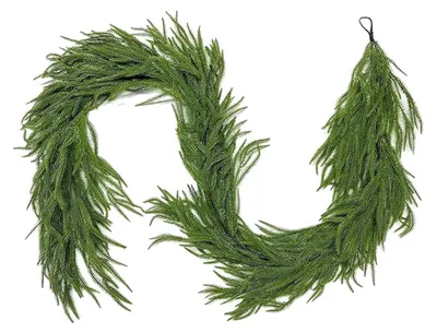 Produktbild von Künstliche Norfolk-Kieferngirlande (180/270 cm) – Dekorative Weihnachtsdekoration aus Rattan für Kaminsims, Veranda, drinnen und draußen