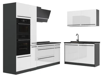 Imagen del producto de Cocina esquinera Vicco R-Line Blanco alto brillo/Antracita 230 x 120 cm encimera Antracita, Model 66717