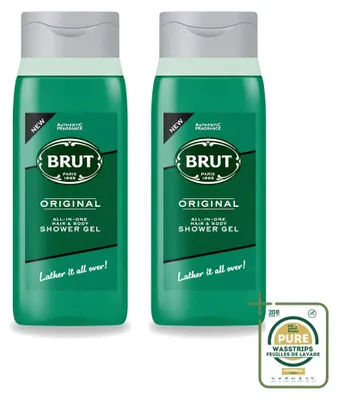 Produktbild von 2 x Brut All in One Duschgel Haar & Körper Original 500 ml - Vorratspackung - 2 Stücke