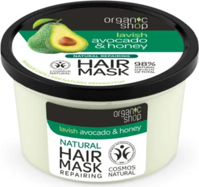 Productafbeelding van Organic Shop - Avocado- en honinghaarmasker - Hydraterend en verzachtend - 250 ml - 1 stuk